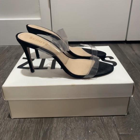 Schutz Ariella heel in Black & Transparent - Picture 8 of 9